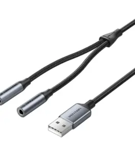 Vention външна звукова карта USB Sound card 2-Port 0.25M Gray - CVHHC