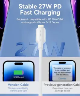 Vention кабел Cable USB 2.0 Type-C to Lighting 1m White – LAKWF