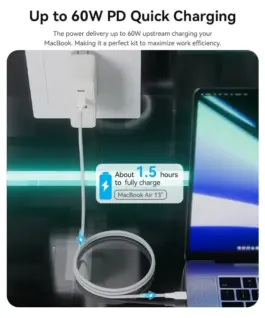 Alternative view of Vention Кабел USB 2.0 Type-C to Type-C - 1M White 3A Fast Charge - TAXWF