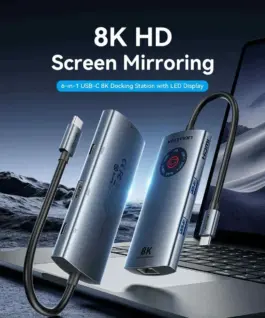 Vention докинг станция Docking Station Type-C - TQZHB - 8K LED Display - HDMI USB 3.0 x 2 USB-C 3.2 Gen 1 PD100W LAN