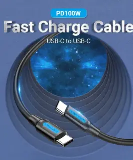 Vention Кабел USB 2.0 Type-C to Type-C – 0.5M Black 5A Fast Charge –