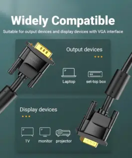 Vention Кабел за монитор Cable VGA HD15 M / M 1.5m Gold Plated