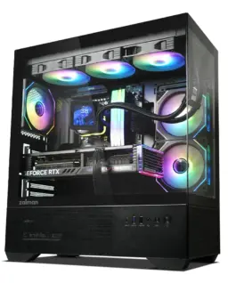Alternative view of Zalman кутия Case ATX - Chronix BLACK - 3 x 120 mm A-RGB, USB-C, Tempered Glass