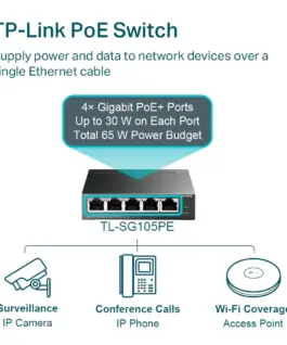 Комутатор TP-Link Gigabit Easy Smart TL-SG105PE 5-портов с 4 PoE+