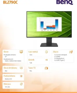 Alternative view of Benq Monitor 27 inches BL2790C LED 5ms/IPS/HDMI/144Hz