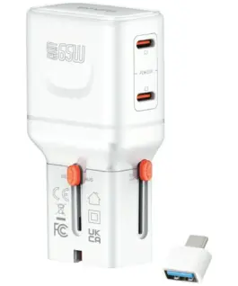 4smarts Travel зарядно World 65W USB-C + USB-A бял