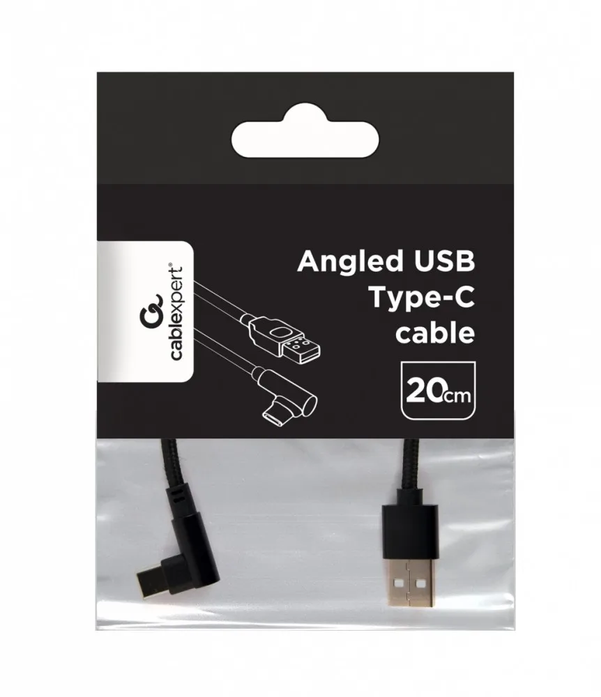 Gembird оплетка USB-C 3.0 angled кабел 0,2m - Image 2