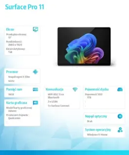 Microsoft Surface Pro 11 Snapdragon X Elite/16GB/1TB/Platinium/ZIP-00006