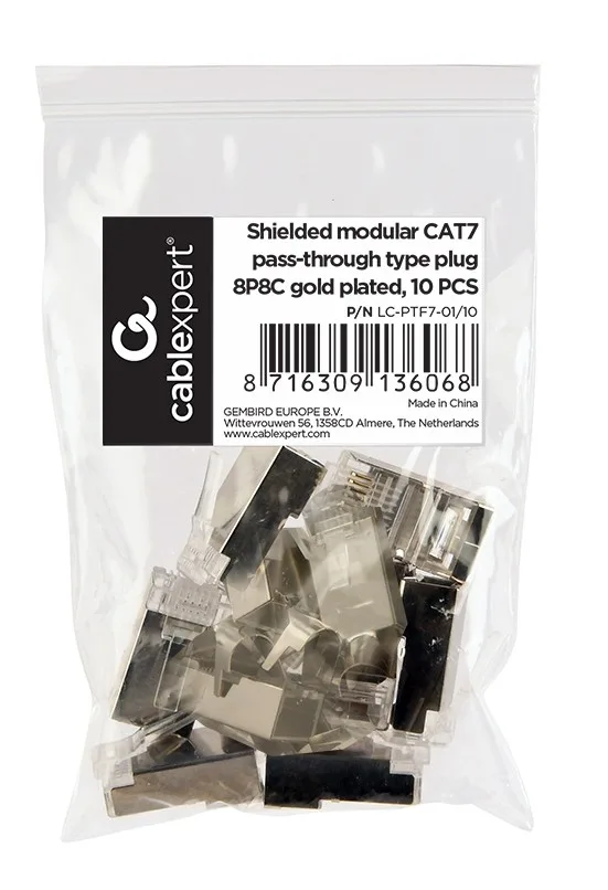 Gembird Modular plug CAT7 15u gold 10pcs - Image 4