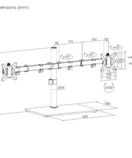 Alternative view of Gembird Height-Adjustable Dual монитор Desk Stand, 17-32 inches, up to 9 kg