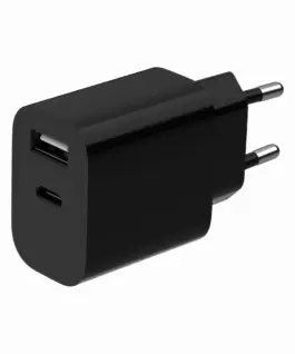 Gembird универсално зарядно USB-A+C, 2.4A, черен