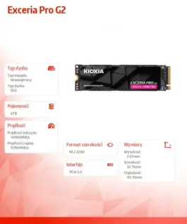 Kioxia SSD Exceria Pro G2 4TB NVMe5.0 2280 14900/13700 Mb/s