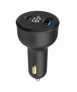 Gembird зарядно за кола 65W USB-A+C PD LCD черен