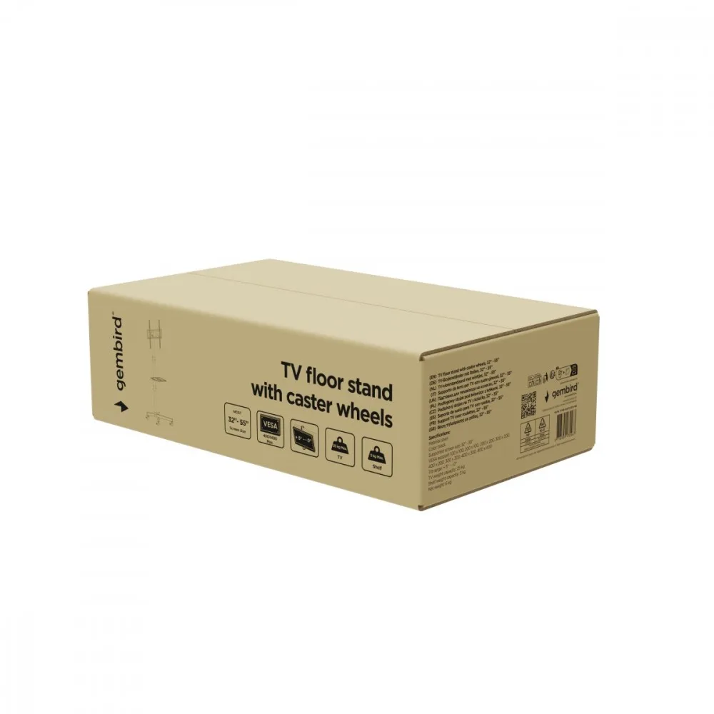 Gembird TV floor stand with caster wheels, 32-55-inch - Image 2