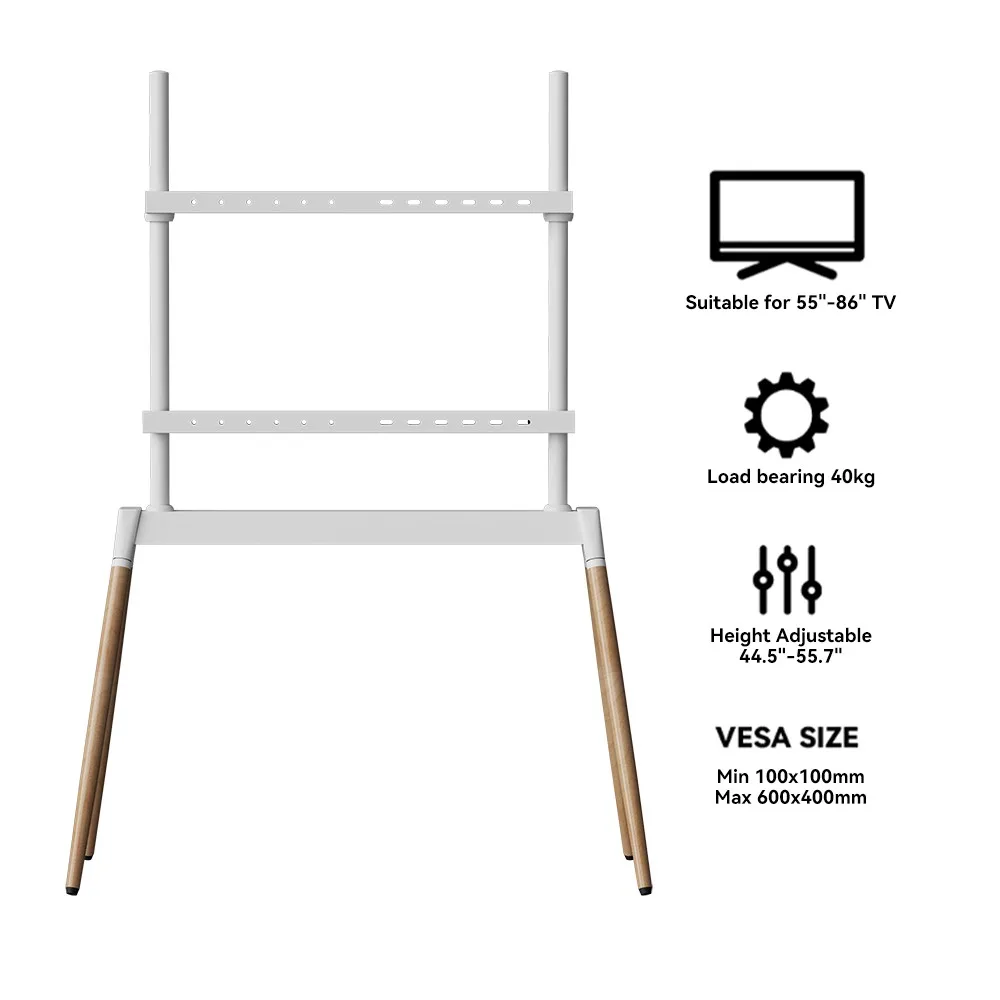 Gembird TV floor stand, 55 - 86-inch, бял/wood - Image 5