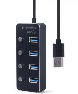 Gembird HUB USB черен 4xUSB3.1 switches on/off