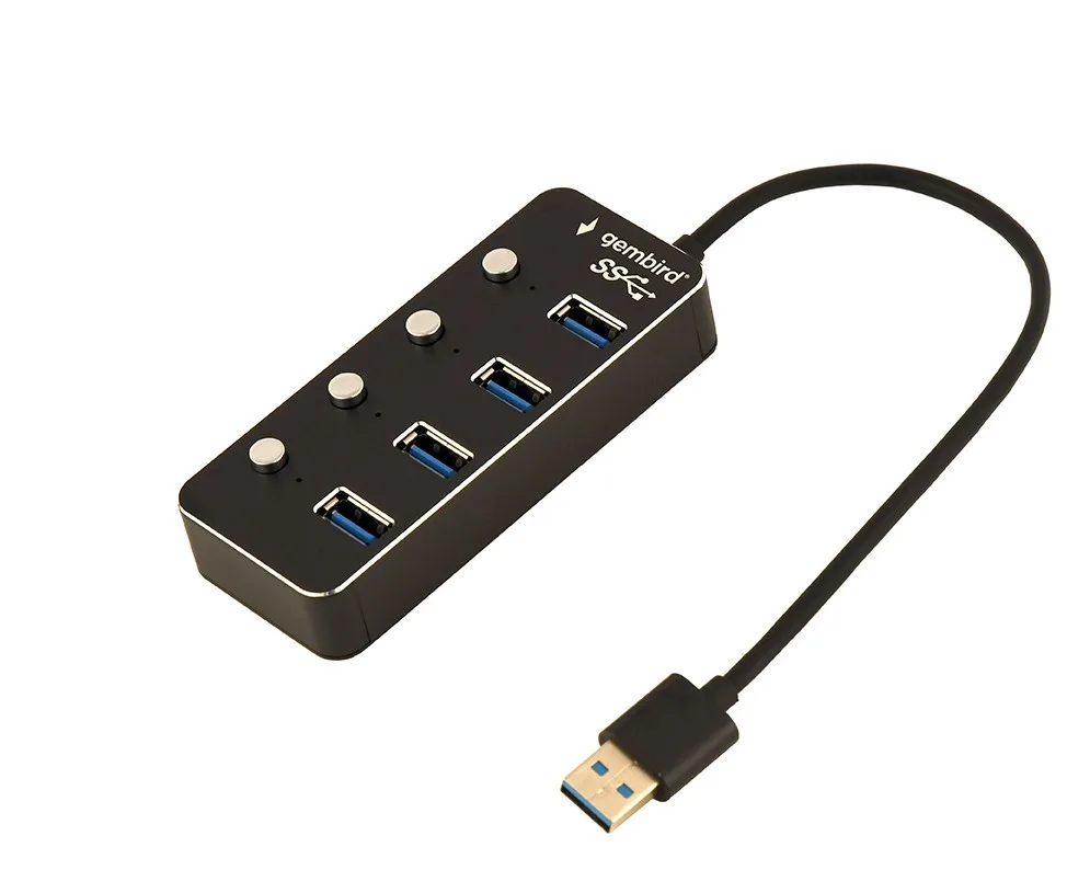 Gembird HUB USB черен 4xUSB3.1 switches on/off - Image 3