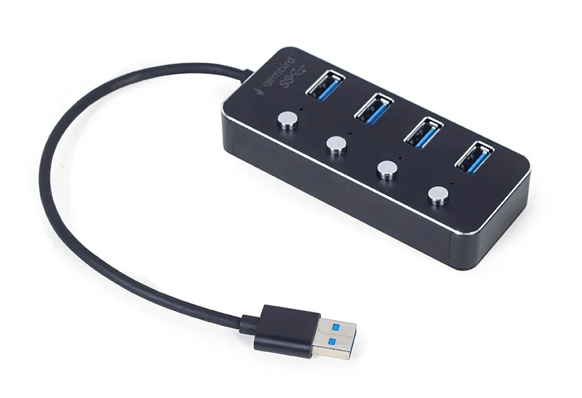 Gembird HUB USB черен 4xUSB3.1 switches on/off - Image 4