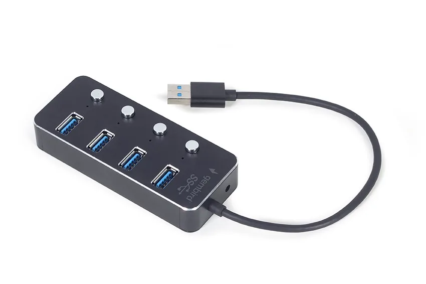 Gembird HUB USB черен 4xUSB3.1 switches on/off - Image 5