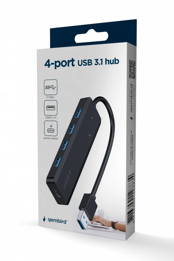 Gembird HUB USB черен 4xUSB 3.1 power option - Image 2