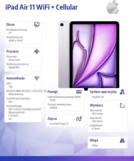 Alternative view of Apple iPad Air 11 inches WiFi + Cellular 256GB лилав