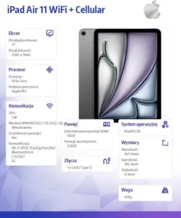 Alternative view of Apple iPad Air 11 inches WiFi + Cellular 512GB Space сив