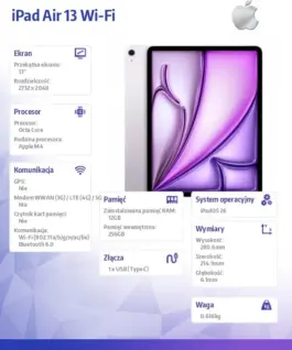 Alternative view of Apple iPad Air 13 inches WiFi 256GB лилав
