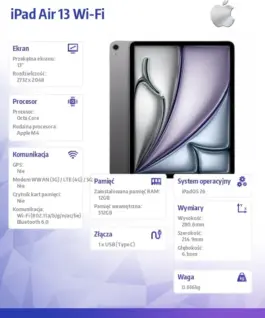 Alternative view of Apple iPad Air 13 inches WiFi 512GB Space сив