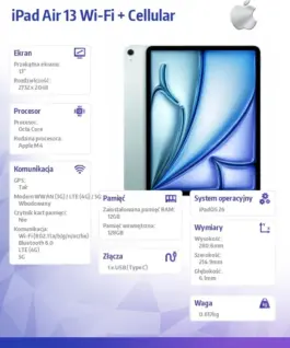 Alternative view of Apple iPad Air 13 inches WiFi + Cellular 128GB Blue