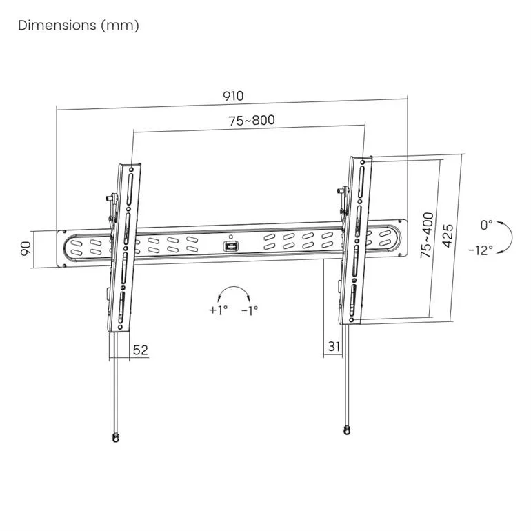 Gembird PRO series TV wall mount adj. 43 inches - 95 inches - Image 4