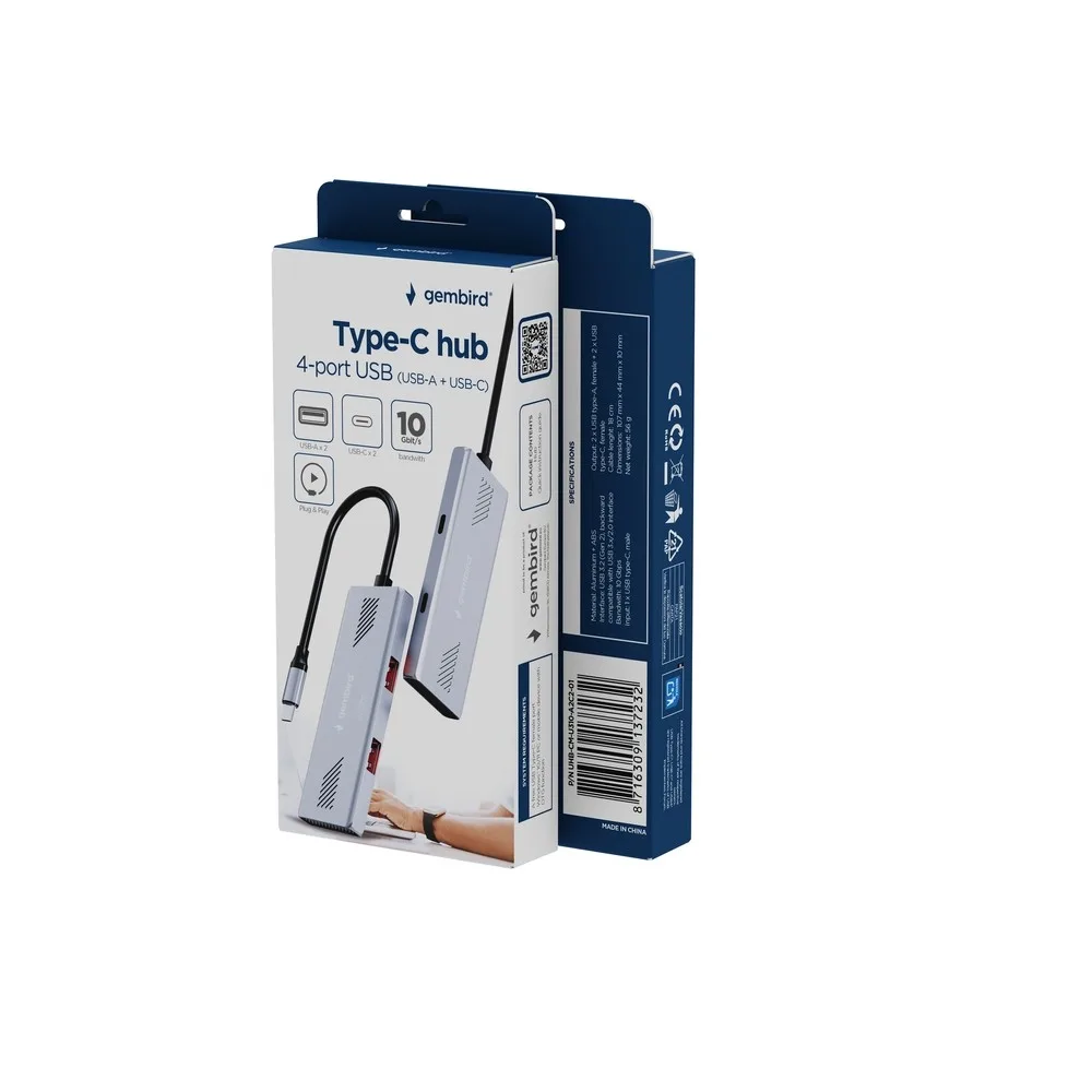 Gembird HUB USB-C 3.2 (Gen2) 2xUSB-A 2xUSB-C - Image 2