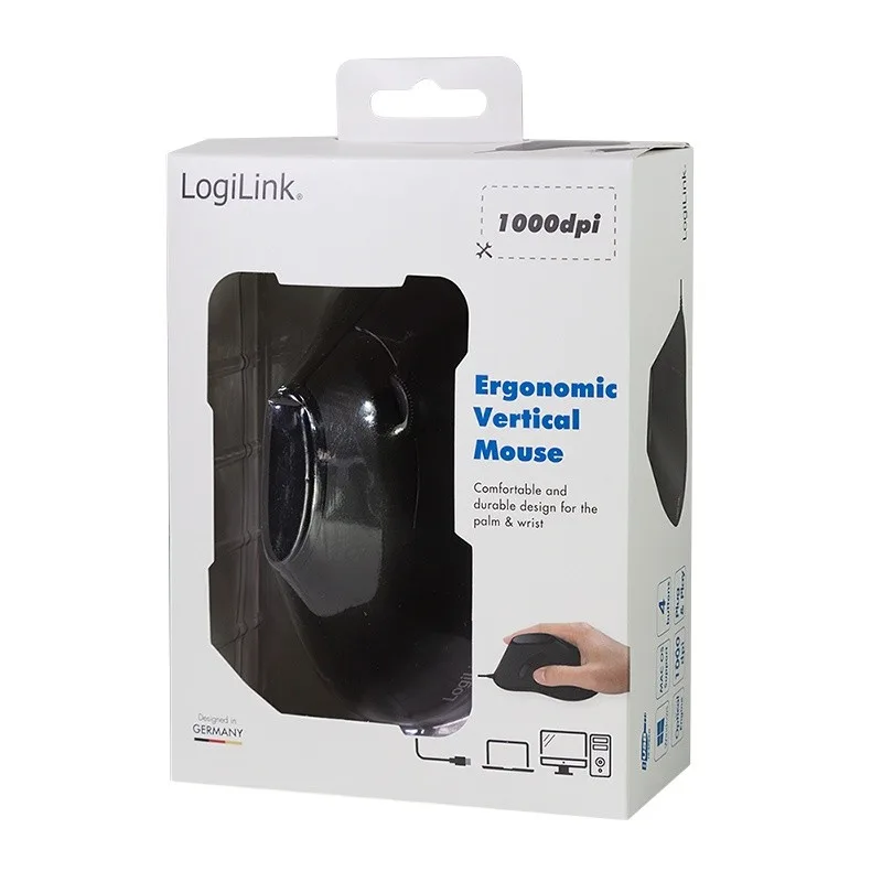 LogiLink Ergonomic vertical mouse, USB, черен - Image 5