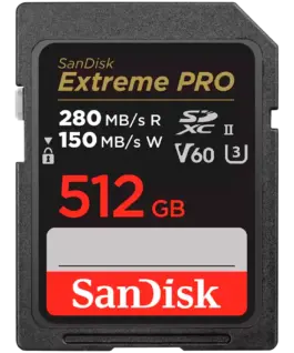 Карта памет SANDISK Extreme PRO 512GB V60 UHS-II SD cards 280/150MB/sV60C10UHS-II