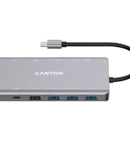 USB хъб CANYON hub DS-12 13in1 4k USB-C Dark Grey