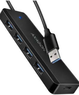 USB хъб AXAGON HUE-C1A 4x USB3.2 Gen 1 Travel hub USB-C power IN w. 20cm Type-A cable