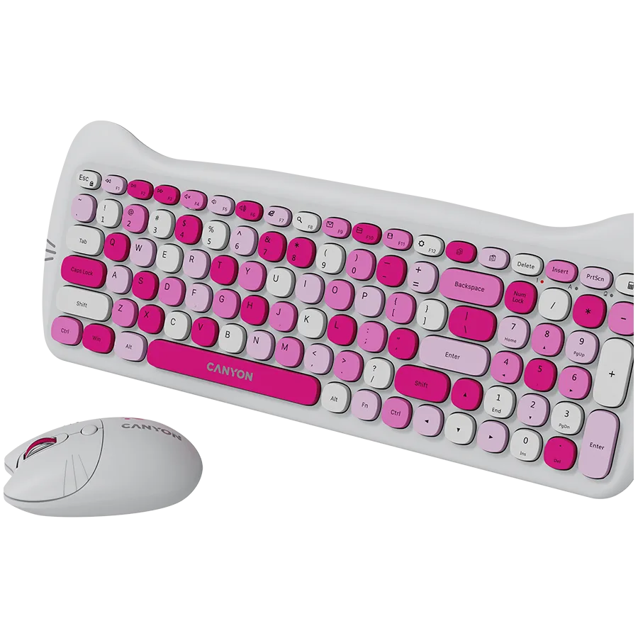 Клавиатура CANYON HSET-W6 EN Keyboard+Mouse Kitty Edition AAA+АА Wireless Pink - Image 60