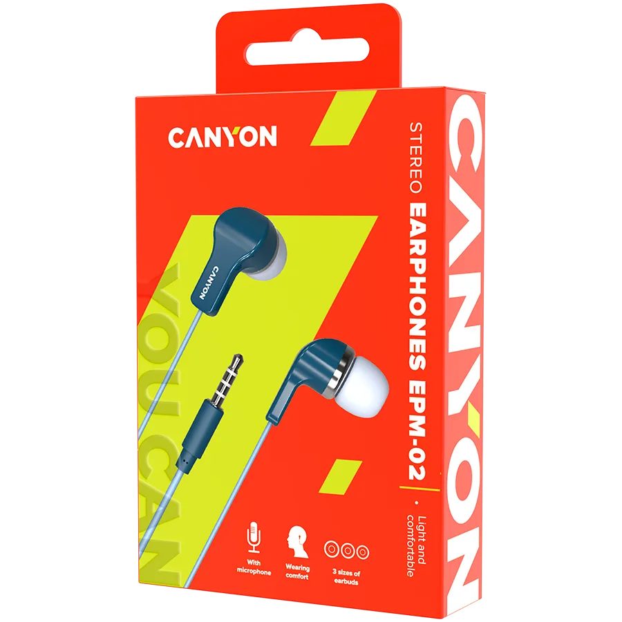 Слушалки CANYON Stereo Earphones with inline microphone, Blue - Image 27