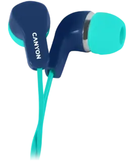 Слушалки CANYON Stereo Earphones with inline microphone Green+Blue