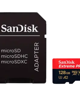 Карта памет SANDISK Extreme PRO microSDXC 128GB + SD Adapter + 2 years RescuePRO Deluxe up to 200MB/s & 90MB/s Read/Writ