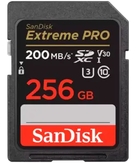 Карта памет SANDISK Extreme PRO 256GB SDXC Memory Card + 2 years RescuePRO Deluxe up to 200MB/s & 140MB/s Read/Write spe