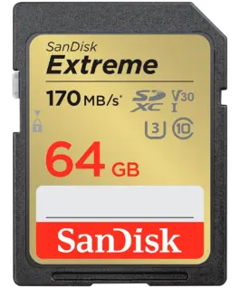 Карта памет SANDISK Extreme 64GB SDXC Memory Card + 1 year RescuePRO Deluxe up to 170MB/s & 80MB/s Read/Write speeds UHS
