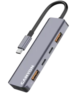 USB хъб CANYON hub DS-18 5in1 USB-C Grey