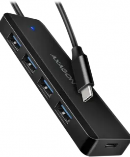 USB хъб AXAGON HUE-C1C 4x USB3.2 Gen 1 Travel hub USB-C power IN w. 20cm Type-C cable