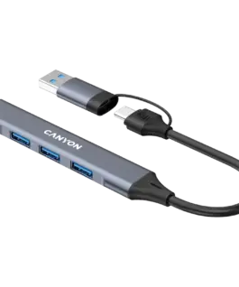 USB хъб CANYON hub DS-02 4in1 USB-A/C Grey