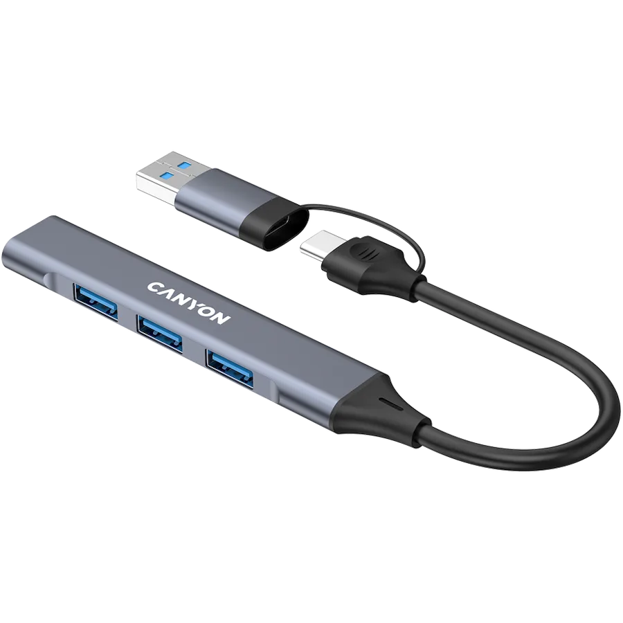 USB хъб CANYON hub DS-02 4in1 USB-A/C Grey - Image 70