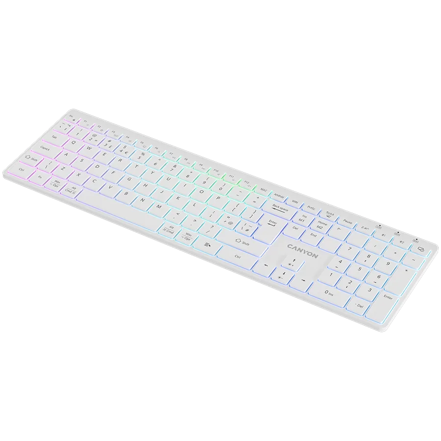 Клавиатура CANYON keyboard HKB-W11 UK/US RGB Dual Mode Wireless White - Image 59