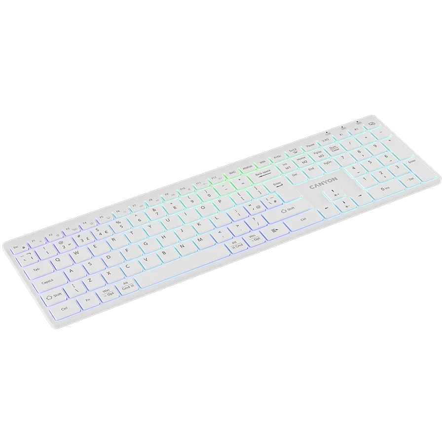 Клавиатура CANYON keyboard HKB-W11 UK/US RGB Dual Mode Wireless White - Image 60