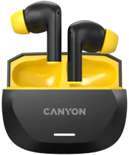 Bluetooth слушалки CANYON headset HEXAGON 7 TWS ANC+ENC Wireless Charge Black Yellow