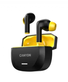 Bluetooth слушалки CANYON headset HEXAGON 7 TWS ANC+ENC Wireless Charge Black