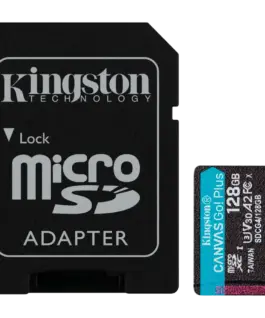 Карта памет Kingston 128GB microSDXC Canvas Go Plus Gen4 200MB/s A2 U3 V30 Card + Adapter